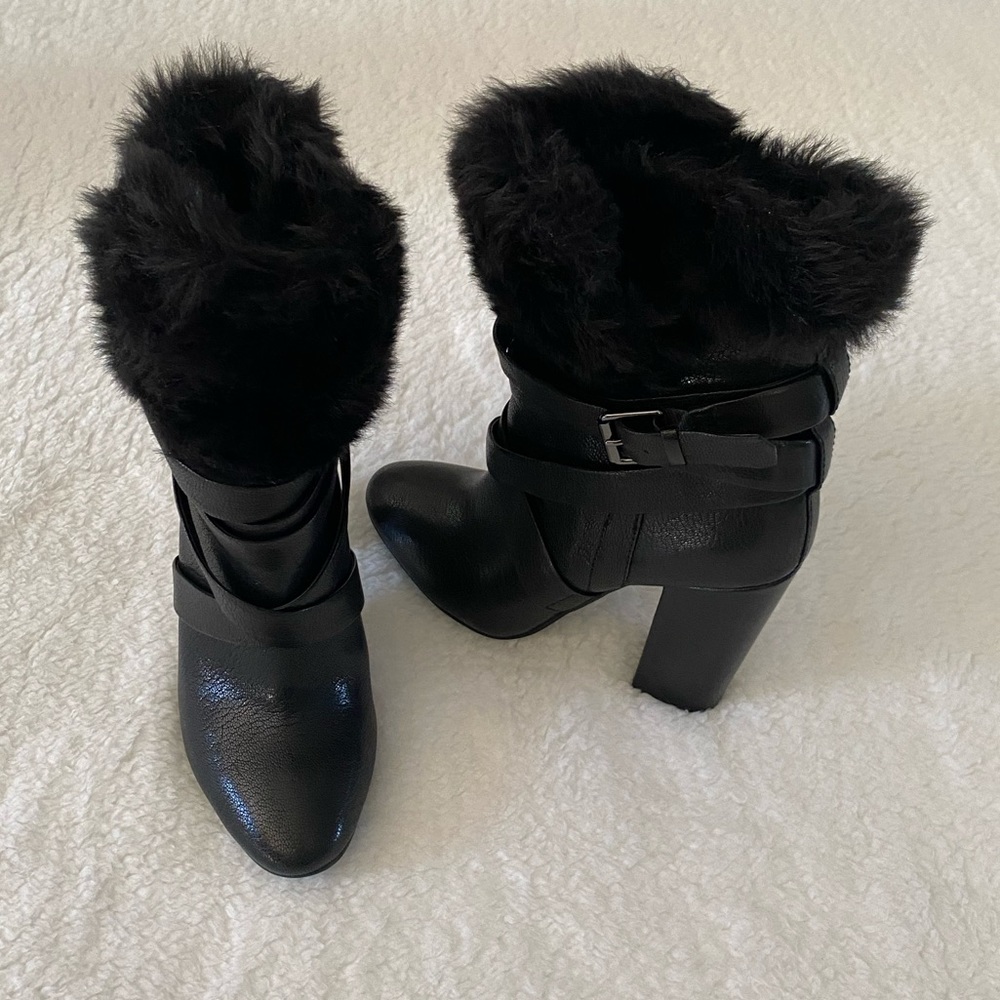 🌺 Pour La Victoire Bionda Black Leather Faux Fur Boots 🌺
